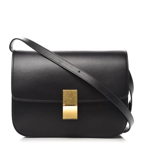 celine medium classic bag in box calfskin black|CELINE Box Calfskin Medium Classic Box Flap Bag Black .